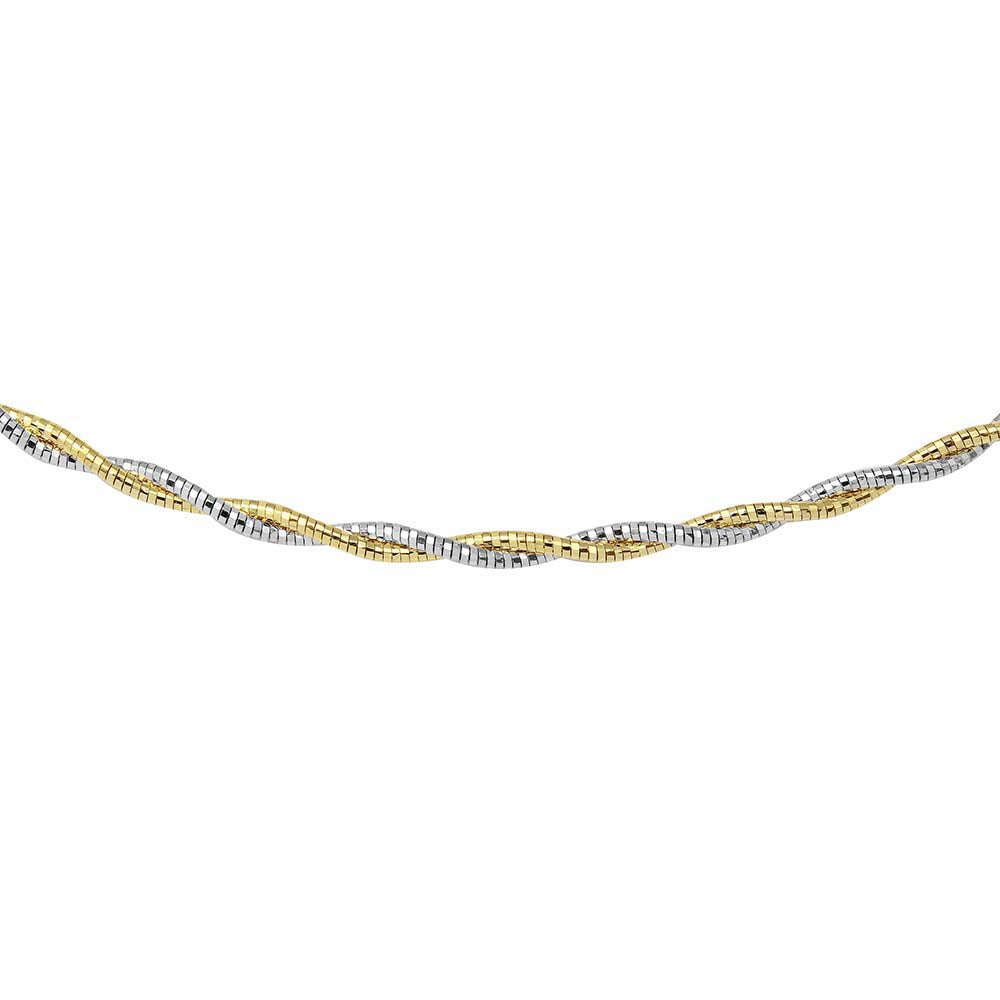 Sterling Silver 2 Toned 2 Layer 16  Omega Spring 180 Chain Rhodium And Gold Plated 2.7mm