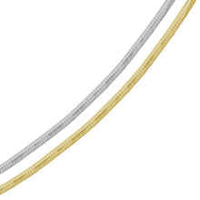 Load image into Gallery viewer, Sterling Silver 2 Toned Reversible Flat Rhodium and Gold Plated Omega Chain 4mm
