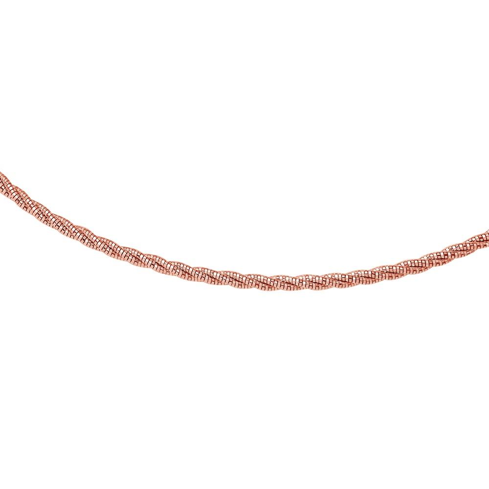 Sterling Silver 3 Layer Twisted 16  Omega Spring Chain Rose Gold Plated 3mm
