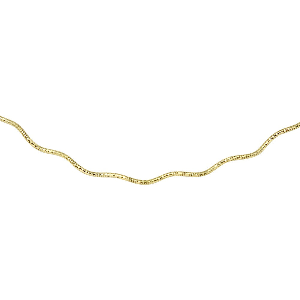 Sterling Silver 1 Layer Wave 16  Omega Spring Chain Gold Plated 1.3mm