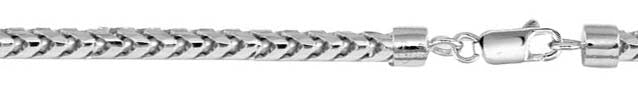 Italian Sterling Silver Rhodium Plated Round Franco Chain 3.2 MM with Lobster Clasp Closure