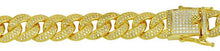 Load image into Gallery viewer, Sterling Silver Gold Plated CZ Encrusted 11.7mm Curb Bracelet