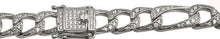 Load image into Gallery viewer, Sterling Silver Rhodium Plated CZ Encrusted Figaro Chains