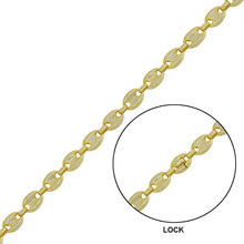 Load image into Gallery viewer, Sterling Silver Gold Plated CZ Encrusted Oval Link Hip Hop Bracelet Width-8mm