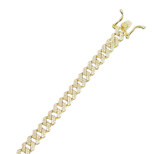 Load image into Gallery viewer, Sterling Silver Gold Plated CZ Encrusted Curb Hip Hop Bracelet Width-7.2mm, Length-7inches