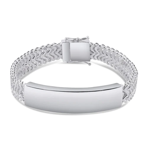 Sterling Silver Zig Zag Box Lock ID Bracelet Length-8inches, ID Width-12.5mm, Weight-40.2grams