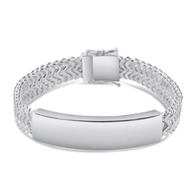 Load image into Gallery viewer, Sterling Silver Zig Zag Box Lock ID Bracelet Length-8inches, ID Width-12.5mm, Weight-40.2grams