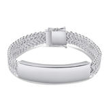 Sterling Silver Zig Zag Box Lock ID Bracelet Length-8inches, ID Width-12.5mm, Weight-40.2grams