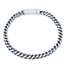 Load image into Gallery viewer, Sterling Silver Rhodium Plated Round 5.4mm Franco Bracelet With Bar Lock