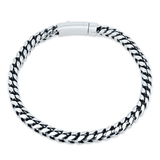 Sterling Silver Rhodium Plated Round 5.4mm Franco Bracelet With Bar Lock