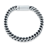 Sterling Silver Rhodium Plated 6.5mm Franco Bracelet With Bar Lock