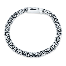 Load image into Gallery viewer, Sterling Silver Rhodium Plated Flta Byzantine Bracelet Bar Lock