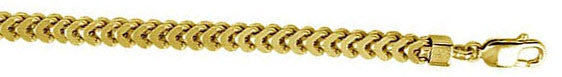 Italian Sterling Silver Gold Plated Franco Chain 5.6 MM with Lobster Clasp Closure