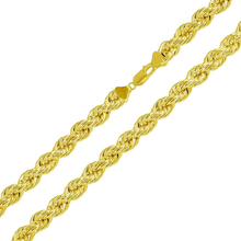 Load image into Gallery viewer, Sterling Silver Gold Plated Hollow Rope Hip Hop Chain Width-6.5mm