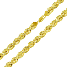 Load image into Gallery viewer, Sterling Silver Gold Plated Hollow Rope Hip Hop Chain Width-8mm