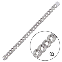 Load image into Gallery viewer, Sterling Silver Rhodium Plated CZ Round Curb Hip Hop Bracelet