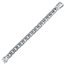 Load image into Gallery viewer, Sterling Silver Rhodium Plated Double Curb Link Hip Hop Bracelet Width-13.4mm