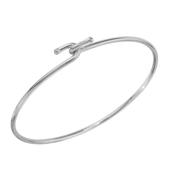 Rhodium Plated Fish Hook Bangle - Wholesale Silver Jewelry - Silver Stars  Collection