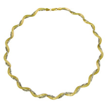 Load image into Gallery viewer, Sterling Silver Two Toned Gold Plated Braided Mesh And Omega Round Necklace