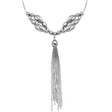 Load image into Gallery viewer, Sterling Silver Rhodium Plated Multi Beaded Necklace with Tassel End