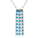 Sterling Silver Rhodium Plated Bead Chain Necklace with Dropped Turquoise Beads Necklace
