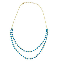 Load image into Gallery viewer, Sterling Silver Gold Plated Double Strand Turquoise Bead Necklace