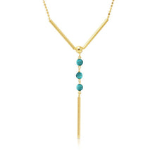 Load image into Gallery viewer, Sterling Silver Gold Plated DC Bead Chain with Dangling Turqouise Beads Necklace