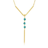 Sterling Silver Gold Plated DC Bead Chain with Dangling Turqouise Beads Necklace