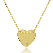 Load image into Gallery viewer, Sterling Silver Gold Plated Engravable Heart Shaped Necklace with CZ