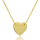 Sterling Silver Gold Plated Engravable Heart Shaped Necklace with CZ