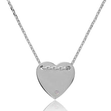 Load image into Gallery viewer, Sterling Silver Rhodium Plated Engravable Heart Shaped CZ Necklace