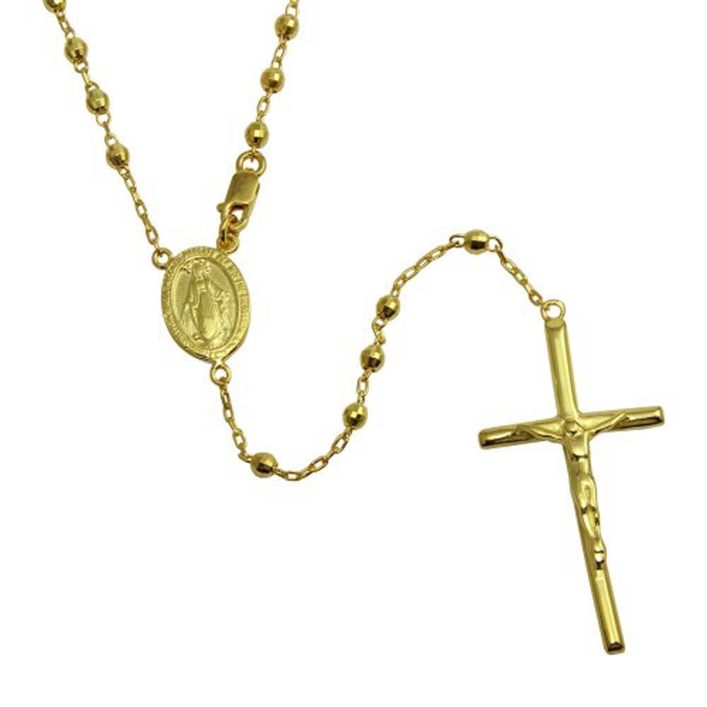 Sterling Silver Gold Plated Diamond Cut Rosary