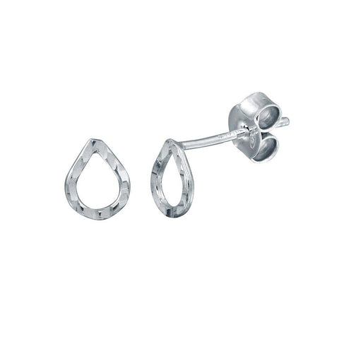 Sterling Silver Rhodium Plated Open DC Teardrop Earrings
