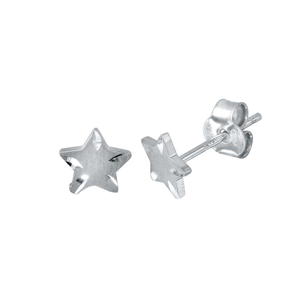 Sterling Silver Rhodium Plated DC Star Earrings