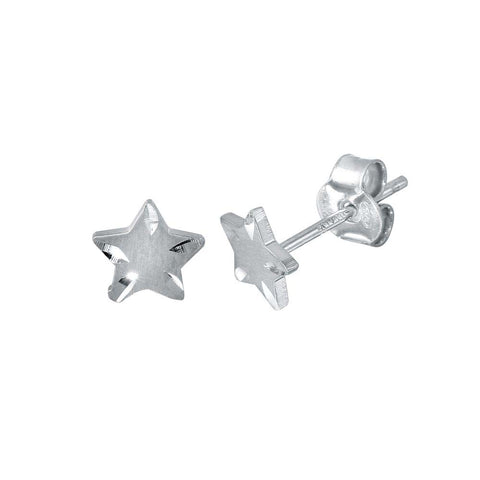 Sterling Silver Rhodium Plated DC Star Earrings