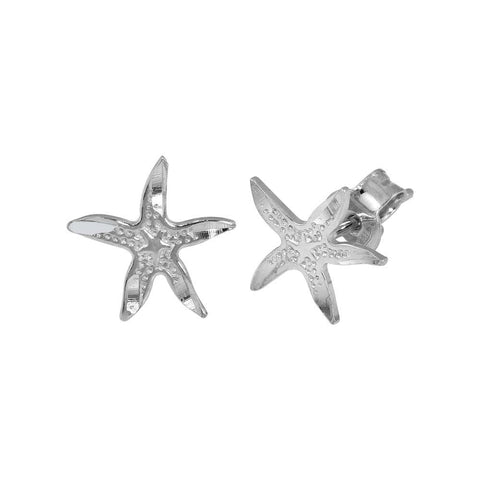 Sterling Silver Rhodium Plated DC Starfish Earrings