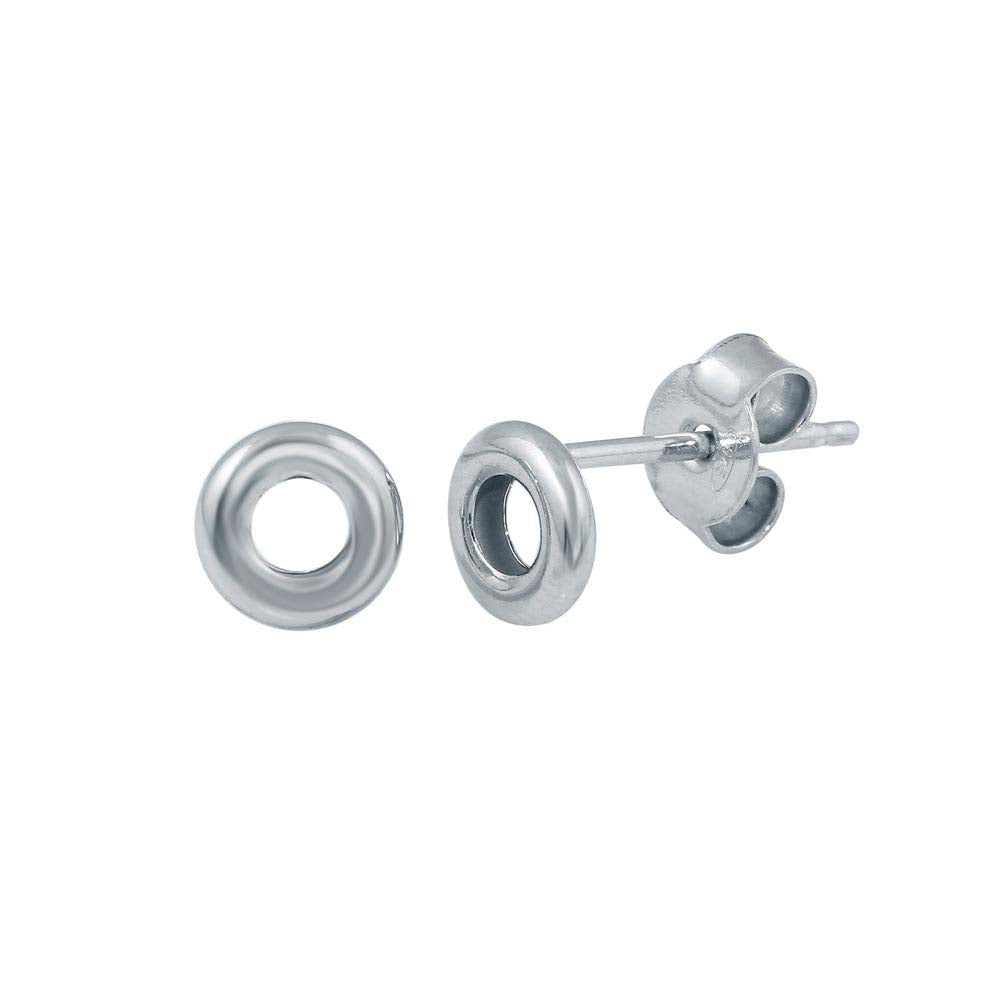 Sterling Silver Rhodium Plated Open Circle Earrings