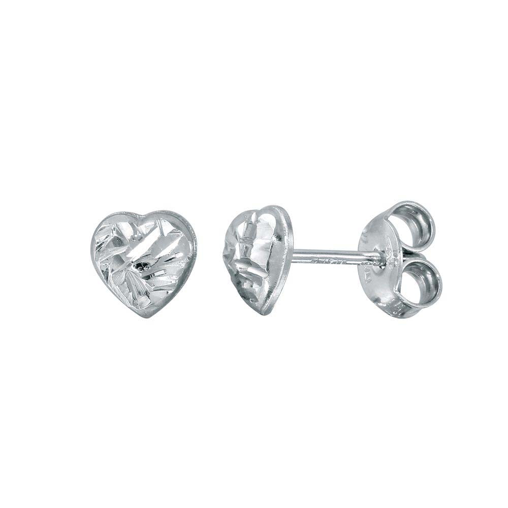 Sterling Silver Rhodium Plated DC Heart Earrings