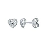 Sterling Silver Rhodium Plated DC Heart Earrings