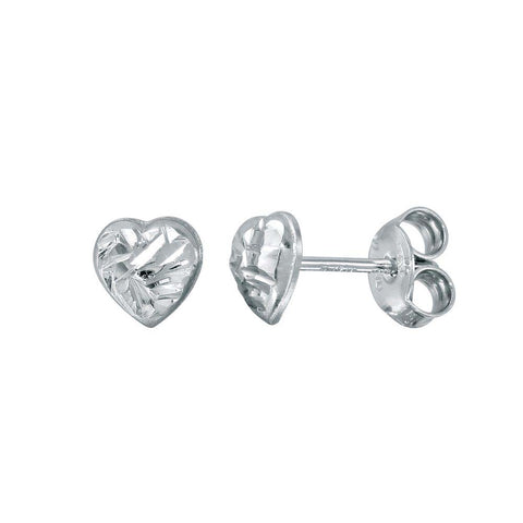 Sterling Silver Rhodium Plated DC Heart Earrings