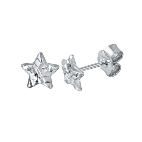 Sterling Silver Rhodium Plated DC Star Earrings