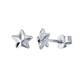 Sterling Silver Rhodium Plated DC Star Earrings