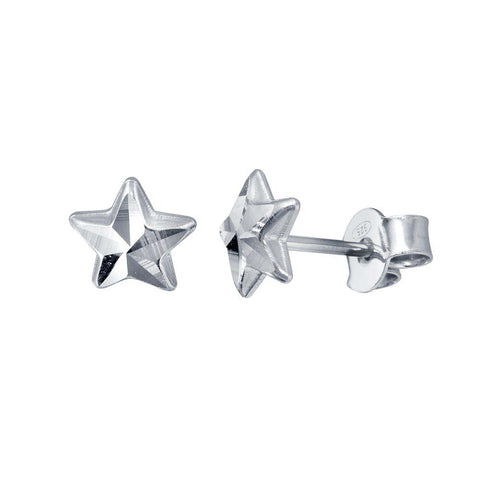 Sterling Silver Rhodium Plated DC Star Earrings