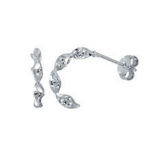 Load image into Gallery viewer, Sterling Silver Rhodium Plated Spiral Semi Hoop Earrings
