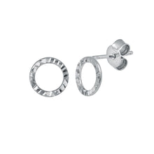 Load image into Gallery viewer, Sterling Silver Rhodium Plated Open Circle DC Flat Earrings