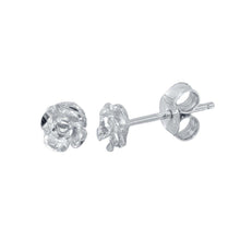 Load image into Gallery viewer, Sterling Silver Rhodium Plated Flower Stud Earrings
