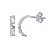 Sterling Silver Rhodium Plated DC Semi Hoop Earrings
