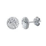 Sterling Silver Rhodium Plated DC Curved Disc Stud Earrings