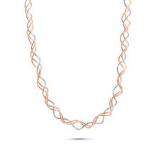 Load image into Gallery viewer, Sterling Silver Two Toned Rose Gold and Rhodium Plated Triple Twisted Italian Necklace
