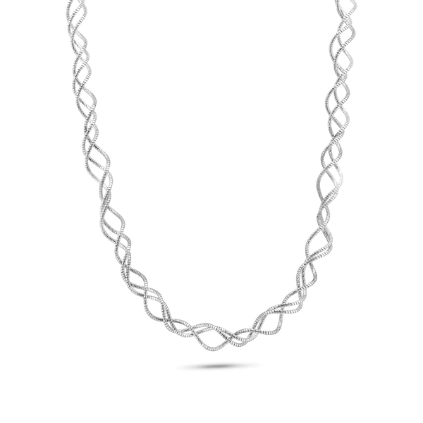 Sterling Silver Rhodium Plated Triple Twisted Italian Necklace